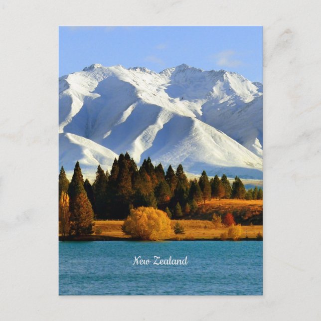Postal Paisaje montañoso de Nueva Zelanda (Anverso)