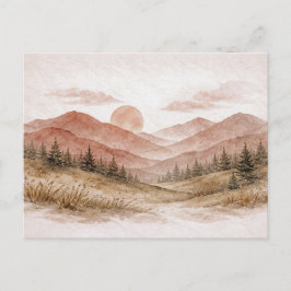 Postal Paisaje montañoso de terracota Bosque de pinos