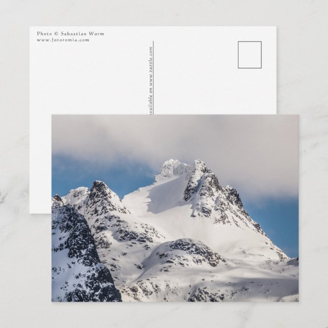 Postal Paisaje montañoso nevado (Anverso / Reverso)