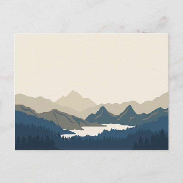 Postal Paisaje montañoso por la noche (Anverso)