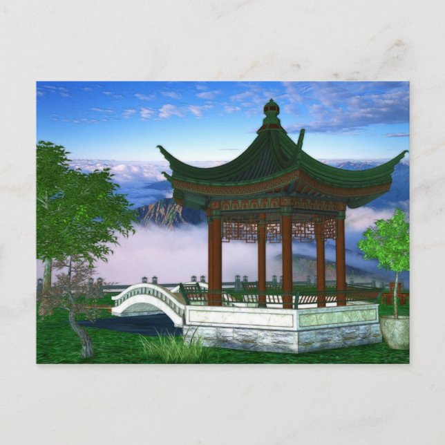 Postal Paisaje natural de la Pagoda Fantasía Arte (Anverso)