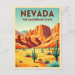 Postal Paisaje natural retro de Nevada de viaje vintage