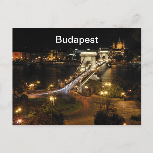 Postal Paisaje nocturno de Budapest (Anverso)