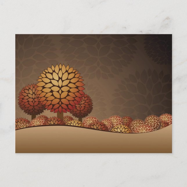 Postal Paisaje nocturno de otoño. Resumen (Anverso)