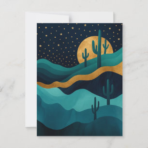 Postal Paisaje nocturno del Desierto Dorado - Resumen del