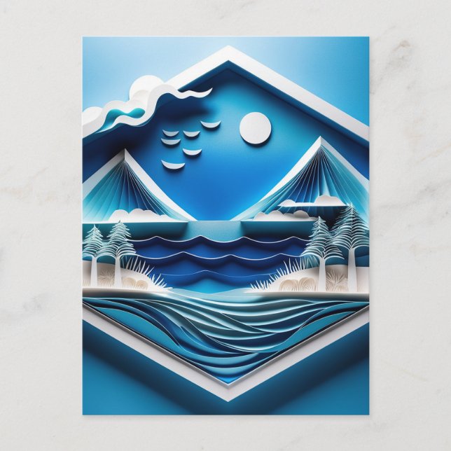 Postal Paisaje oceánico de capas múltiples 3D hecho de Ki (Anverso)
