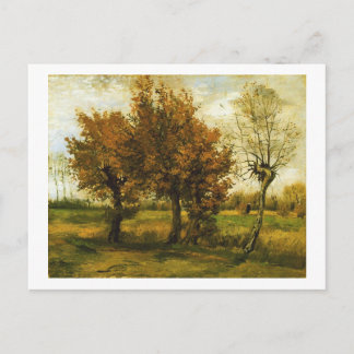 Postal Paisaje otoñal Cuatro Árboles Van Gogh Bella Artes