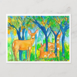 Postal Paisaje otoñal de los ciervos forestales