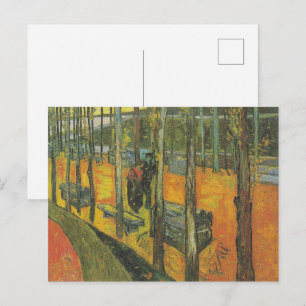 Postal Paisaje Otoñal Naranja de Van Gogh Vintage Parque