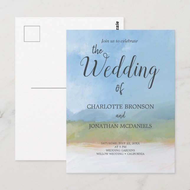 Postal Paisaje pintado Boda de los cielos azules (Anverso / Reverso)