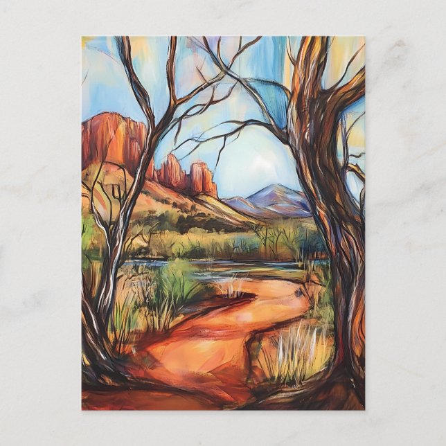 Postal Paisaje pintado de Arizona (Anverso)
