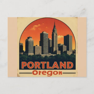 Postal Paisaje Retro de Portland Oregon Viaje Vintage