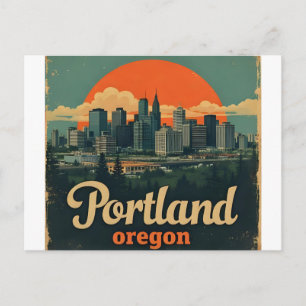 Postal Paisaje Retro de Portland Oregon Viajes Vintage