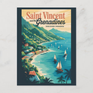 Postal Paisaje Retro de San Vicente y las Granadinas