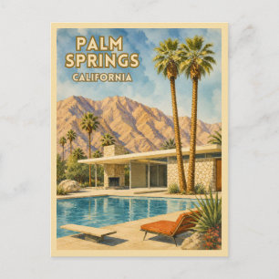 Postal Paisaje Retro de Viajes Palm Springs California