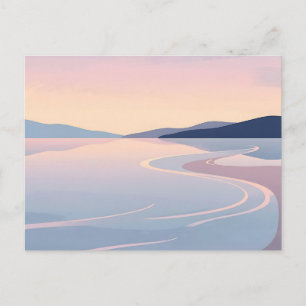Postal Paisaje sereno del río sinuoso pastel