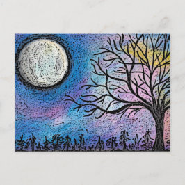 Postal Paisaje Super Moon & Tree