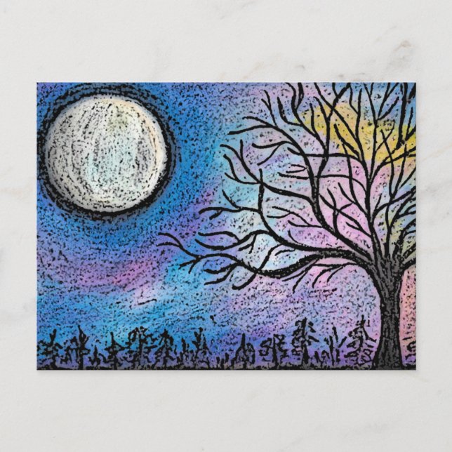 Postal Paisaje Super Moon & Tree (Anverso)