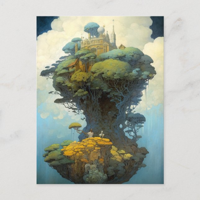 Postal Paisaje surrealista Castillo Fantasy Art (Anverso)