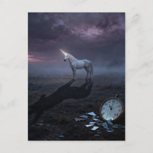 Postal Paisaje surrealista y un unicornio