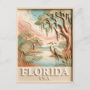 Postal Paisaje Textura Aves Fauna de los Everglades de Fl