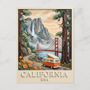Postal Paisaje Texturizado en 3D Vintage de Viaje por Cal