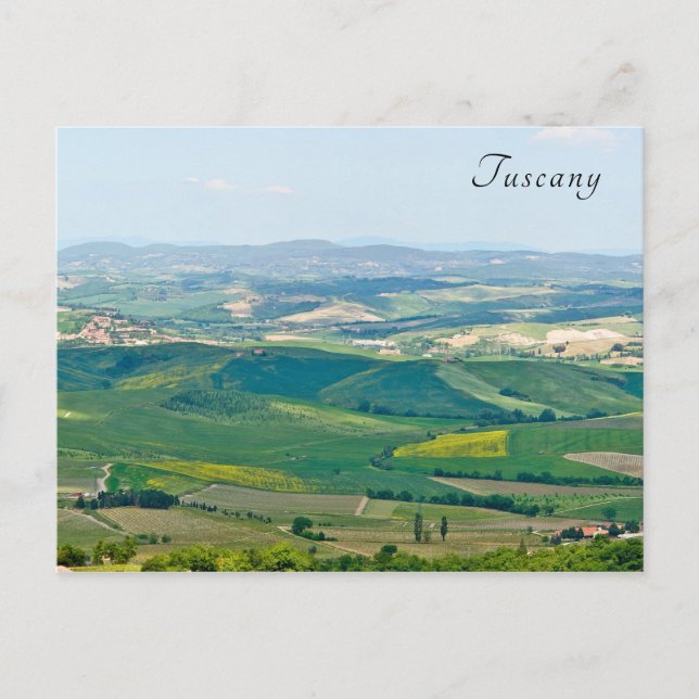 Postal Paisaje típico de la Toscana con colinas - Italia (Anverso)