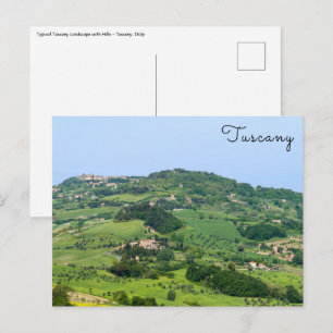 Postal Paisaje típico de Toscana con colinas - Italia