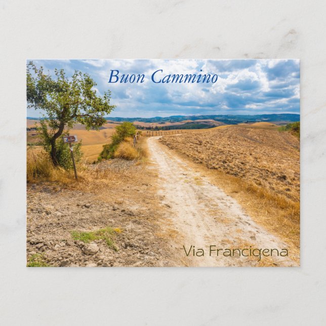 Postal Paisaje toscano a través de Francigena, Italia (Anverso)