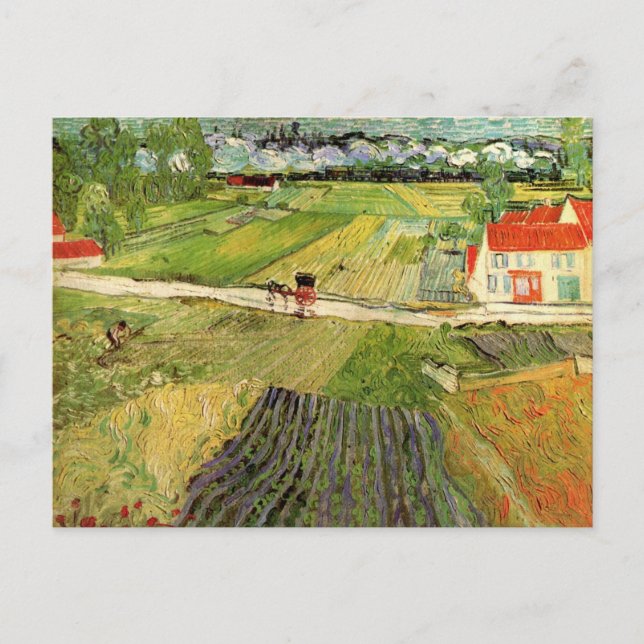 Postal Paisaje, transporte y tren por Vincent van Gogh (Anverso)