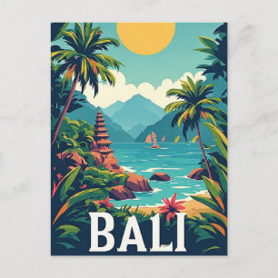 Postal Paisaje tropical del templo vintage de Bali De