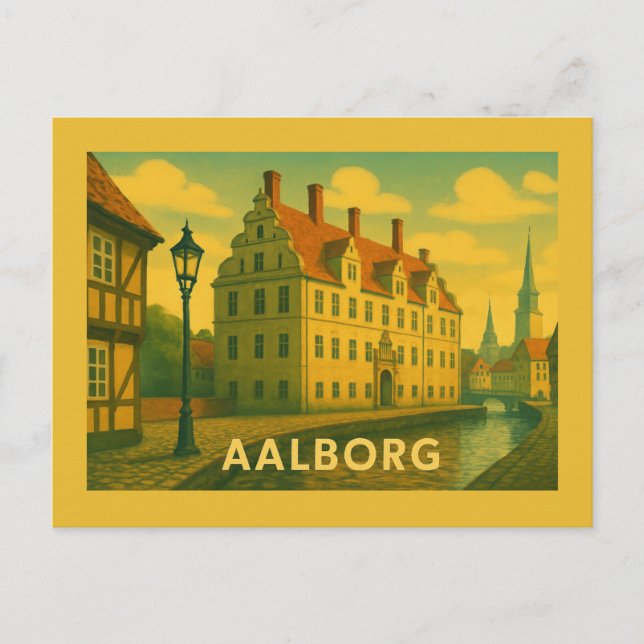 Postal Paisaje urbano de Aalborg Dinamarca (Anverso)