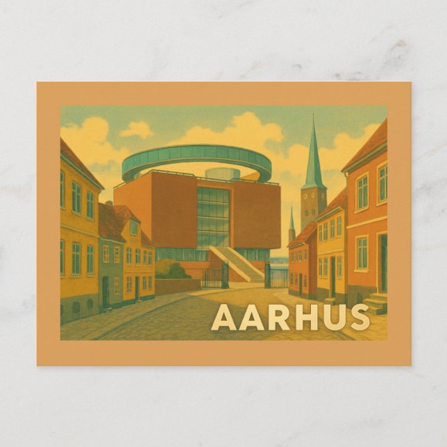 Postal Paisaje urbano de Aarhus Dinamarca (Anverso)