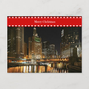 Postal Paisaje urbano de Chicago, saludos de Navidad