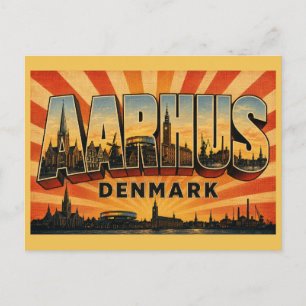 Postal Paisaje urbano de la catedral de Aarhus Dinamarca