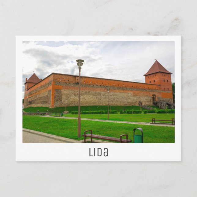 Postal Paisaje urbano de la ciudad de Lida en Bielorrusia (Anverso)