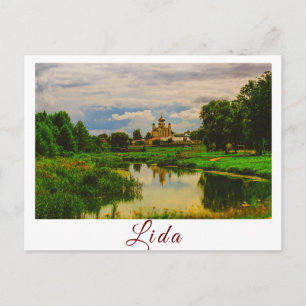 Postal Paisaje urbano de la ciudad de Lida en Bielorrusia
