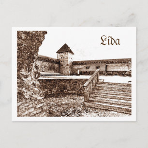 Postal Paisaje urbano de la ciudad de Lida en Bielorrusia