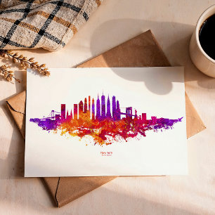 Postal Paisaje urbano de la ciudad de Nueva York en acuar