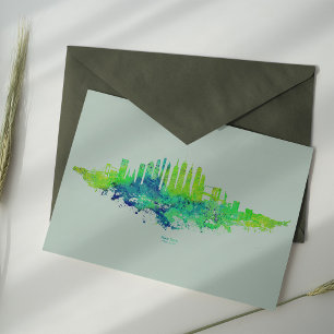 Postal Paisaje urbano de la ciudad de Nueva York en acuar