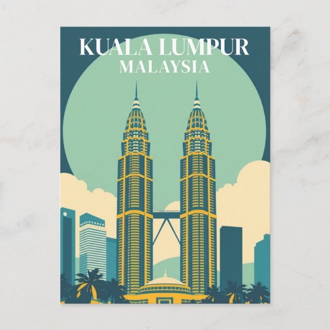 Postal Paisaje urbano de las Torres Retro de Kuala Lumpur (Anverso)