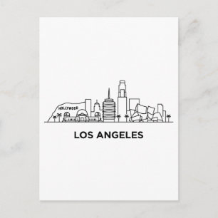 Postal Paisaje Urbano de Los Ángeles Minimalista Arte de