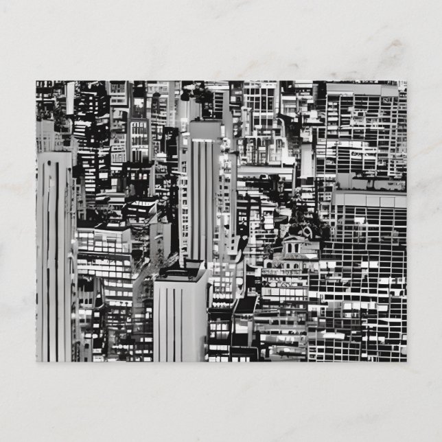 Postal Paisaje urbano de Nueva York en blanco y negro (Anverso)