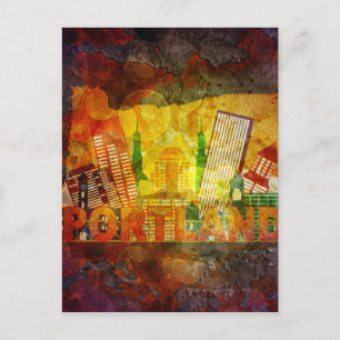 Postal Paisaje urbano de Oregon en el mapa de fondo de la