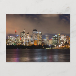 Postal Paisaje urbano de Sídney por la noche, Australia