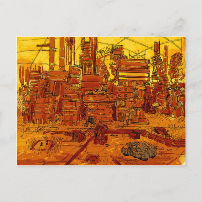 Postal Paisaje urbano futurista (Anverso)