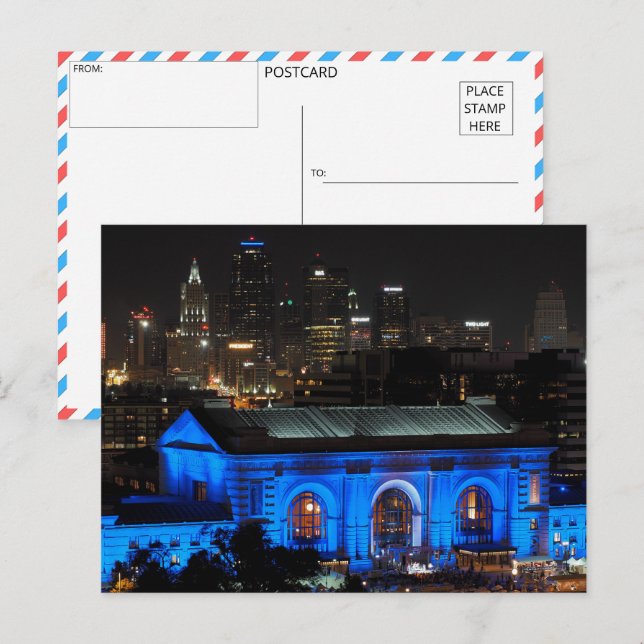 Postal Paisaje urbano iluminado (Anverso / Reverso)