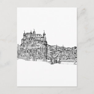 Postal Paisaje urbano minimalista de Würzburg, Baviera, a