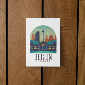 Postal Paisaje urbano minimalista vintage Berlín Alemania