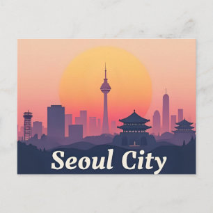 Postal Paisaje urbano moderno de la ciudad de Seúl Arte r